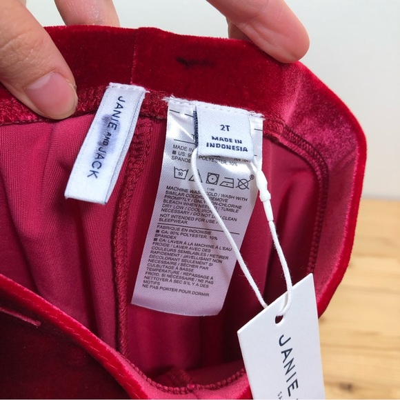 Janie and Jack Girls Toddler Baby Velvet Leggings Red Soft NEW Preppy Stretch - Picture 5 of 9